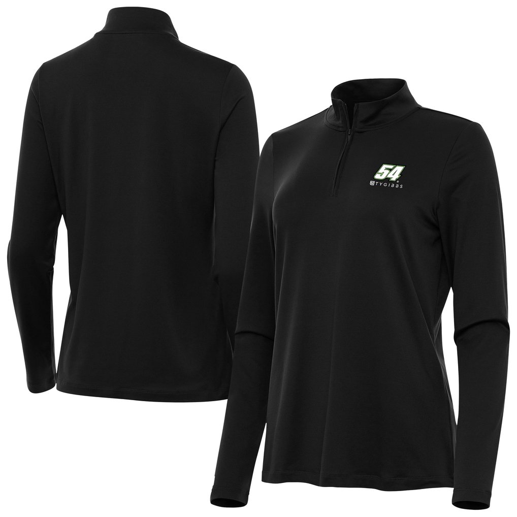  Ty Gibbs Antigua Women's Reprocess Quarter-Zip Pullover Top - Black